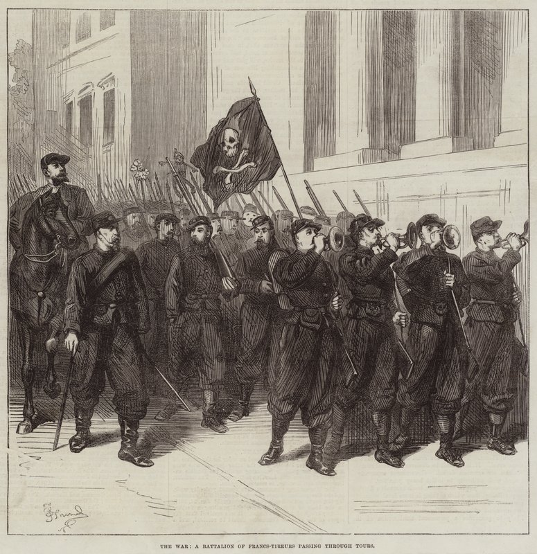 Krigen, en Bataljon af Francs-Tireurs, der passerer Tours af Frederick Barnard