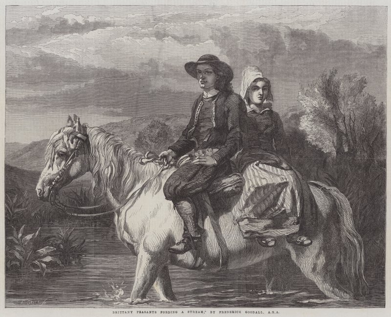 Brittany Peasants, der går en strøm af Frederick Goodall
