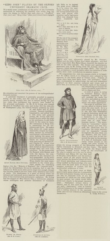 King John spillet af Oxford University Dramatic Club af Frederick Pegram