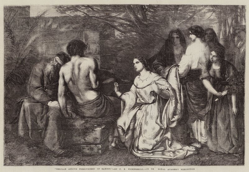 Delila beder Samson om tilgivelse af Frederick Richard Pickersgill