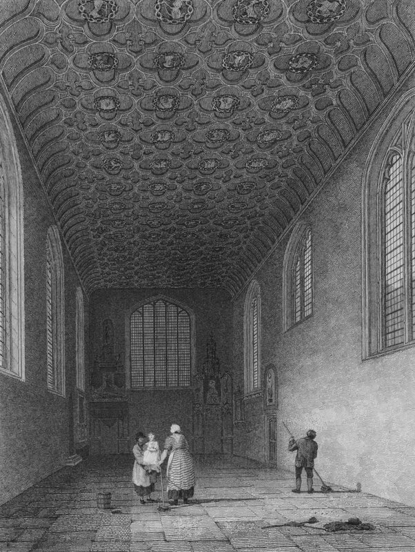 Interiør af Savoy Chapel, Westminster (gravering) af Frederick (after) Nash