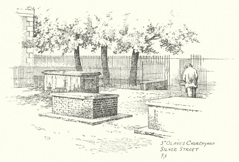 St Oaves kirkegård, Silver Street (litografi) af Frederick Adcock