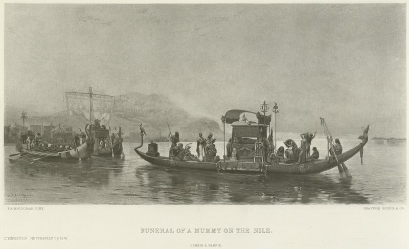 Begravelse af en mumie på Nilen (dybtryk) af Frederick Arthur Bridgman