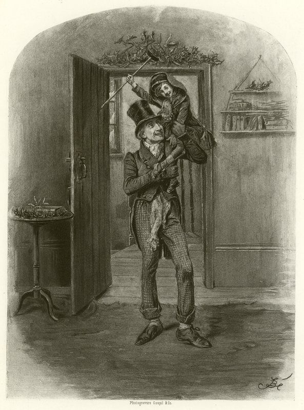 Bob Cratchit og Tiny Tim (dybtryk) af Frederick Barnard