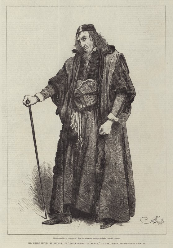 Henry Irving som Shylock i The Merchant of Venice på Lyceum Theatre af Frederick Barnard