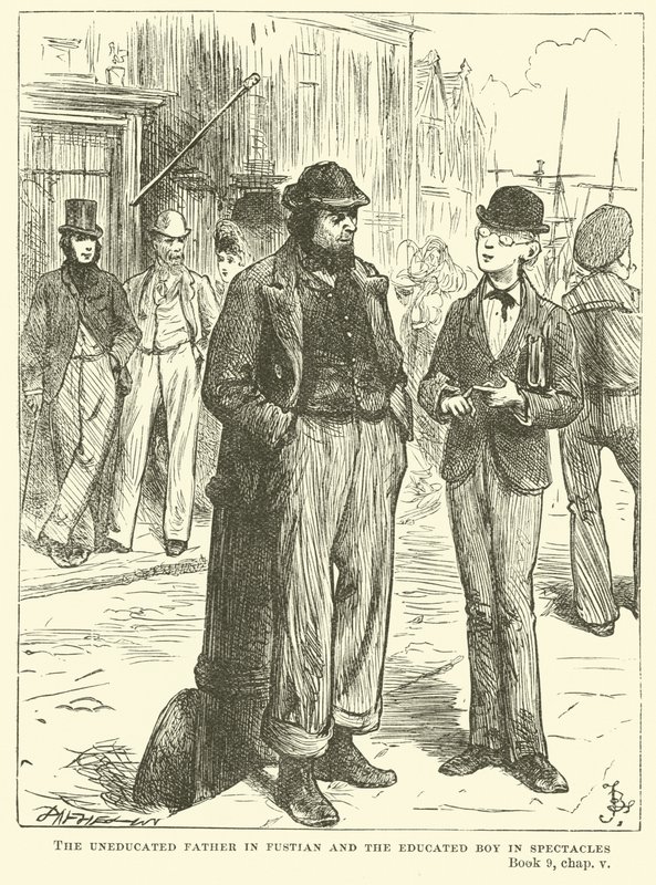 Den uuddannede far i fustian og den uddannede dreng i briller af Frederick Barnard