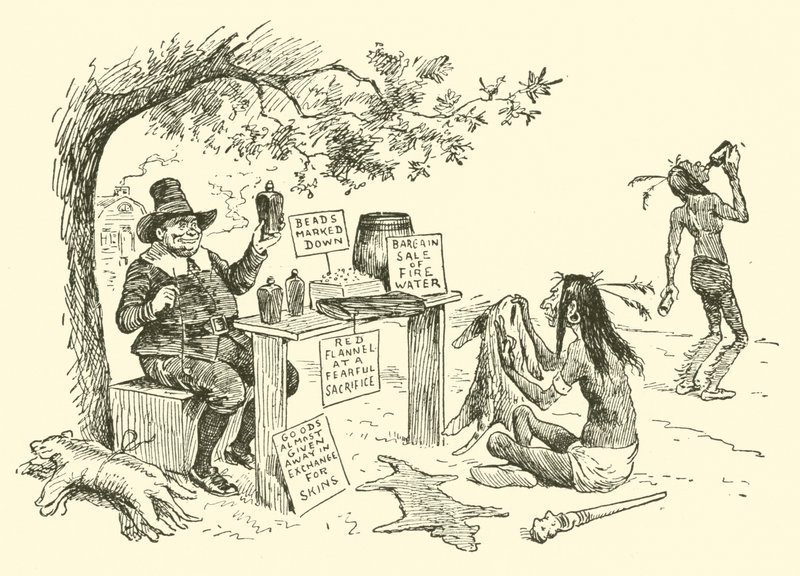 Puritanerne bytter med indianerne af Frederick Burr Opper