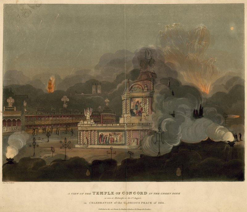 En udsigt over Temple of Concord i Green Park af Frederick Calvert