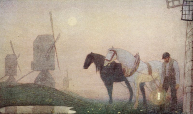 Kvækernes helgener: The Voice of the Silence (farvelitografi) af Frederick Cayley Robinson
