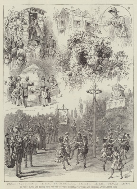 Al Fresco Fayre og Floral Fete, for Grosvenor Hospital for kvinder og børn, i Albert Hall af Frederick George Kitton