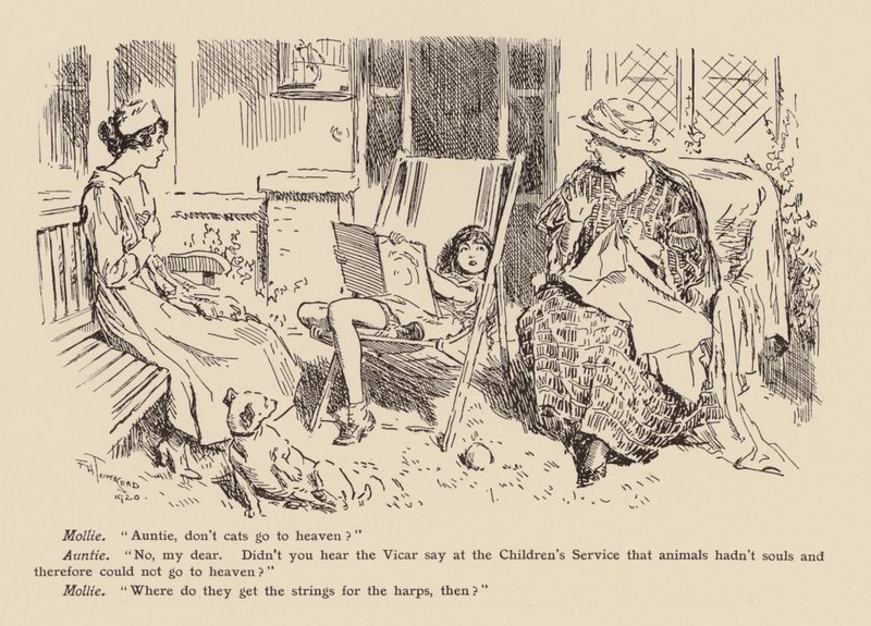 "Tante, kommer katte ikke i himlen" (litografi) af Frederick Henry Townsend