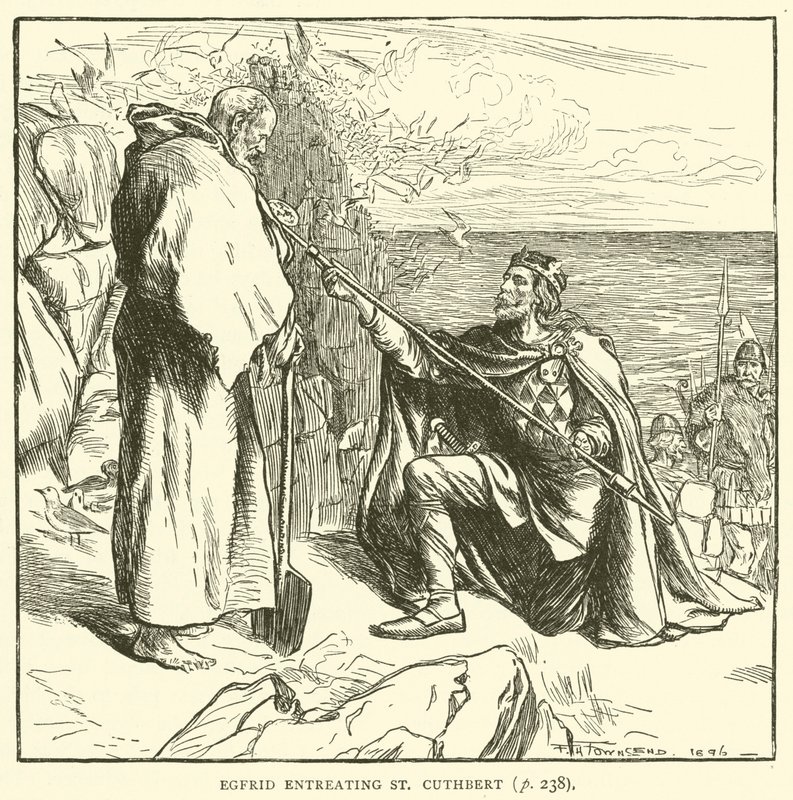 Egfrid beder St Cuthbert (gravering) af Frederick Henry Townsend