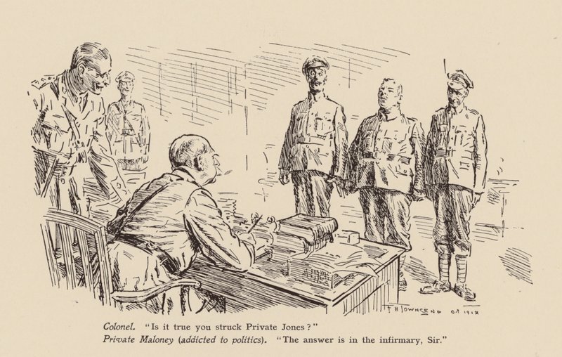 Soldat på anklagebænken for at have slået en kammerat (litografi) af Frederick Henry Townsend