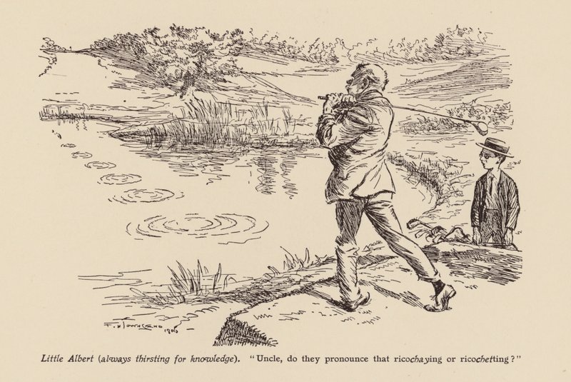 "Onkel, udtaler man det Ricoshaying eller Ricochetting" (litografi) af Frederick Henry Townsend