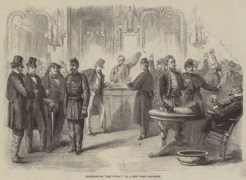 Drikker til Unionen! i et bar-værelse i New York af Frederick John Skill