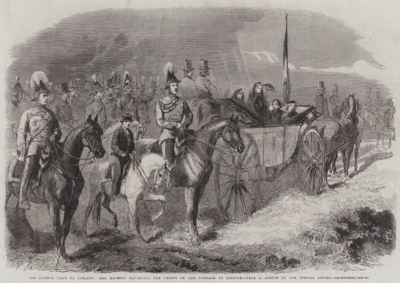 Dronningens besøg i Irland, Hendes Majestæt gennemgår tropperne på Curragh of Kildare af Frederick John Skill