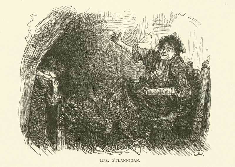 Fru OFlannigan, drevet til at drikke, efter at hendes søn kom i fængsel af Frederick L. Bernard
