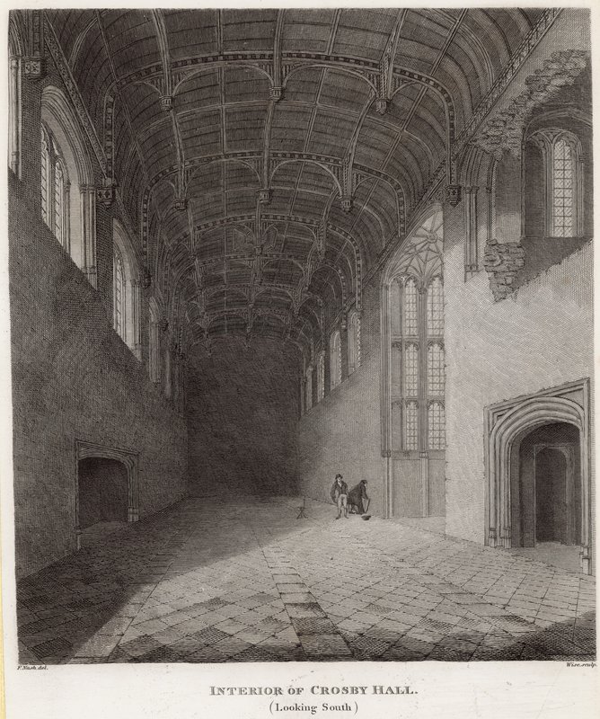 Interiør af Crosby Hall, mod syd af Frederick Nash