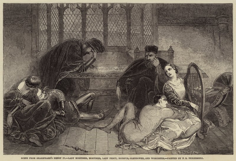 Scene fra Shakespeares Henry IV, Lady Mortimer, Mortimer, Lady Percy, Hotspur, Glendower, og Worcester af Frederick Richard Pickersgill