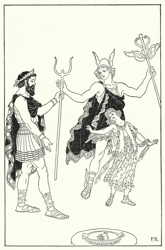 Quicksilver skyndte Proserpina væk fra Pluto-paladset (litho) af Frederick Richardson
