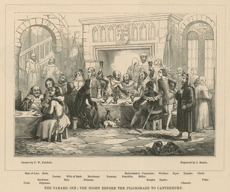 Tabard Inn, aftenen før pilgrimsrejsen til Canterbury af Frederick William Fairholt