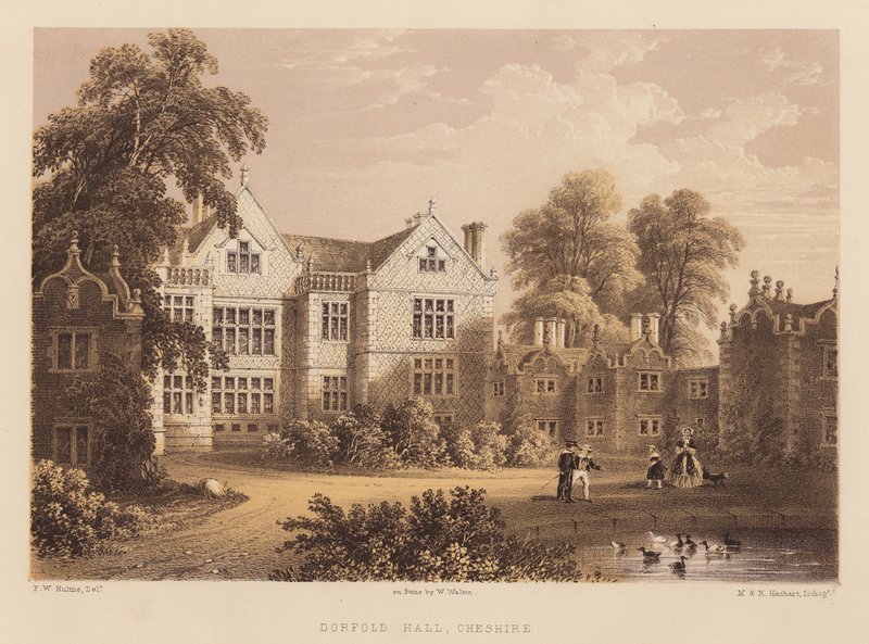 Dorfold Hall, Cheshire (akvatint) af Frederick William Hulme