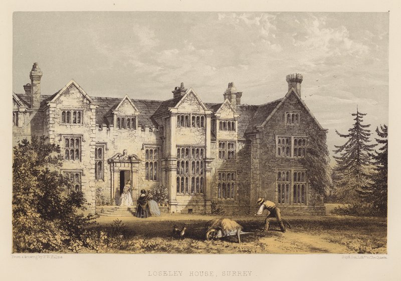 Loseley House, Surrey (akvatint) af Frederick William Hulme