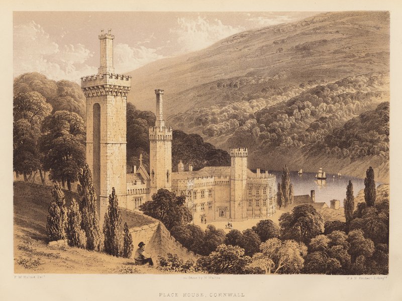 Place House, Cornwall (akvatint) af Frederick William Hulme