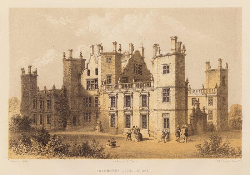 Sherborne Lodge, Dorset (akvatint) af Frederick William Hulme