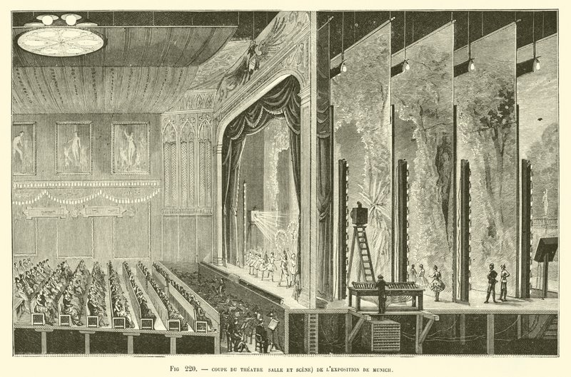 Afsnit af teatret (rum og scene) af München-udstillingen af French School