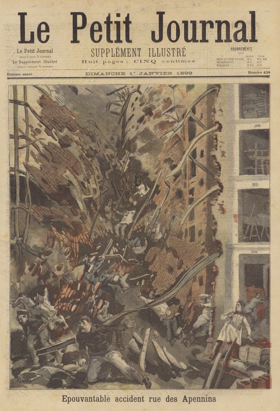 Frygtelig ulykke på Rue des Apennins, Paris af French School