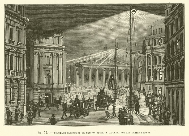 Elektrisk belysning af Mansion House, I London, af Siemens Lamps af French School