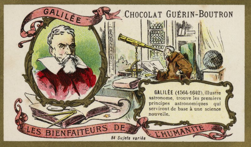 Galileo Galilei, italiensk fysiker, matematiker og astronom (chromolitho) af French School