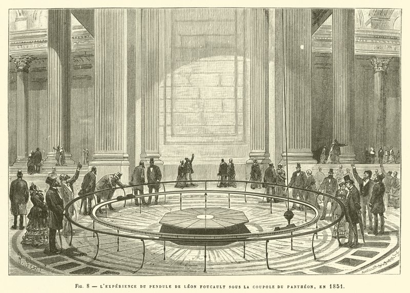 Leon Foucaults penduleksperiment under Pantheonets kuppel, i 1851 af French School
