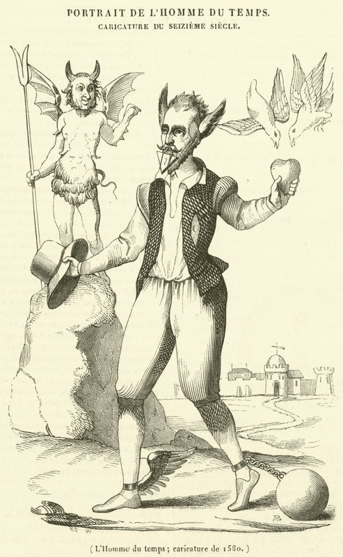Tidens mand, karikatur fra 1580 af French School