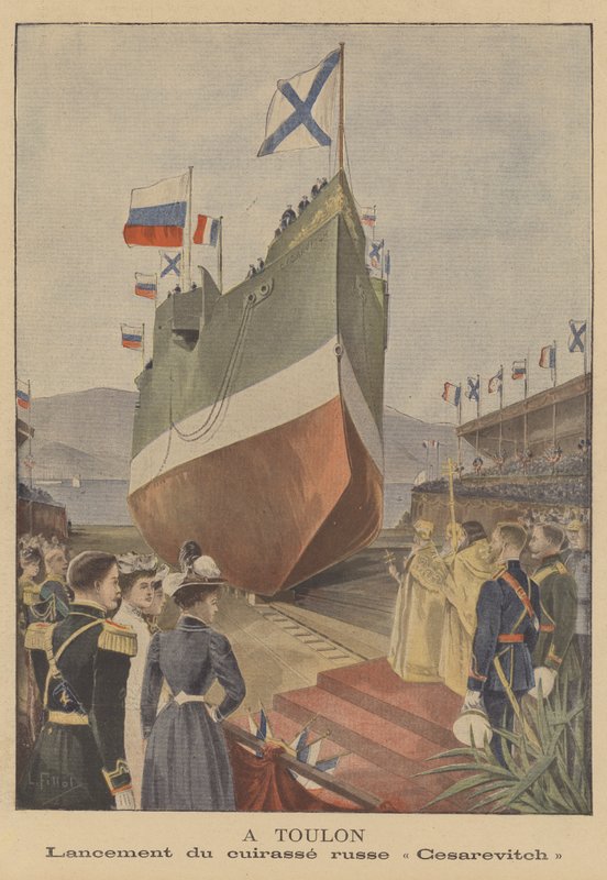 Lancering af det russiske slagskib Tsesarevich ved Toulon af French School