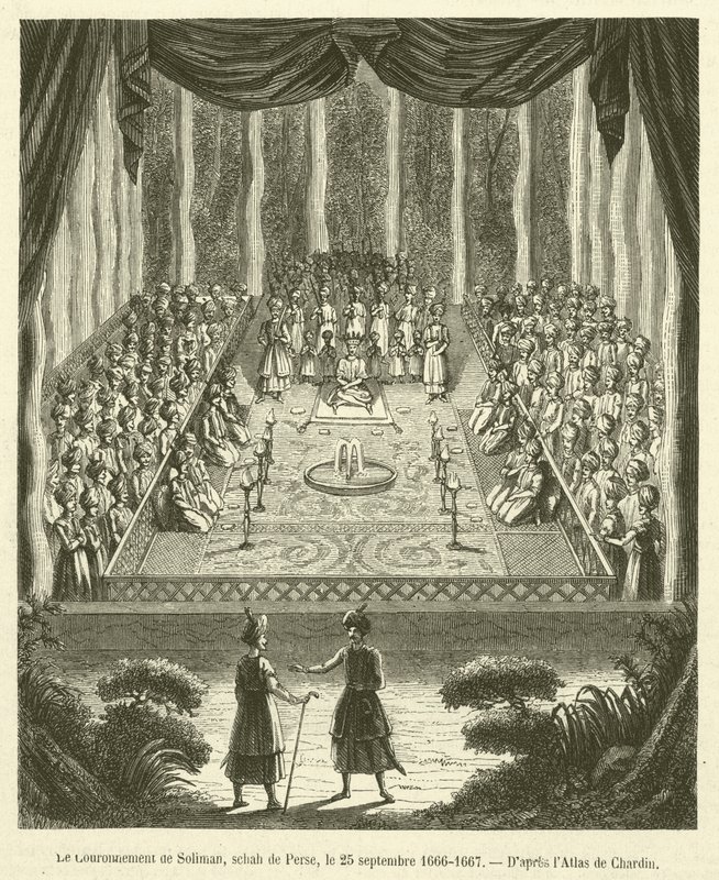 Kroningen af ​​Suleiman, Shah af Persien, 25. september 1666-1667 af French School