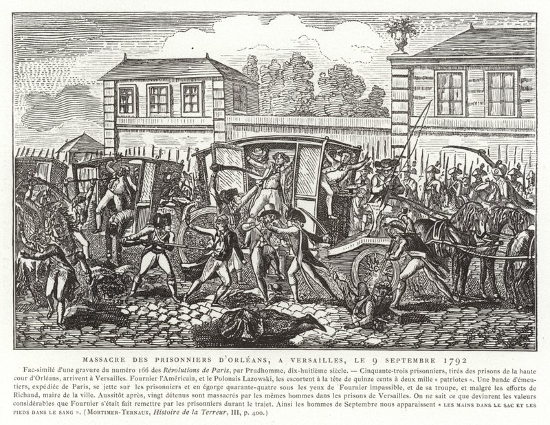 Massakren på fangerne i Orleans, Versailles, den franske revolution, 9. september 1792 af French School