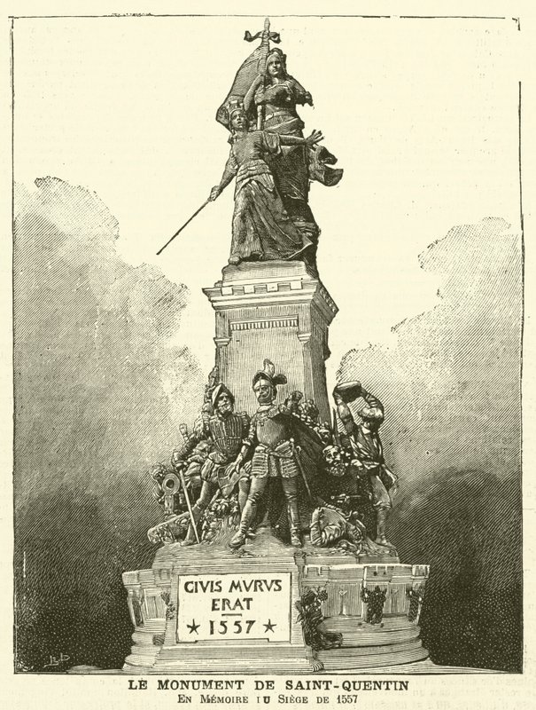 Monument til minde om slaget ved Saint-Quentin, 1557 af French School