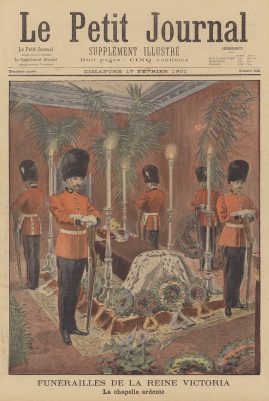 Dronning Victoria ligger i staten i St Georges Chapel, Windsor af French School