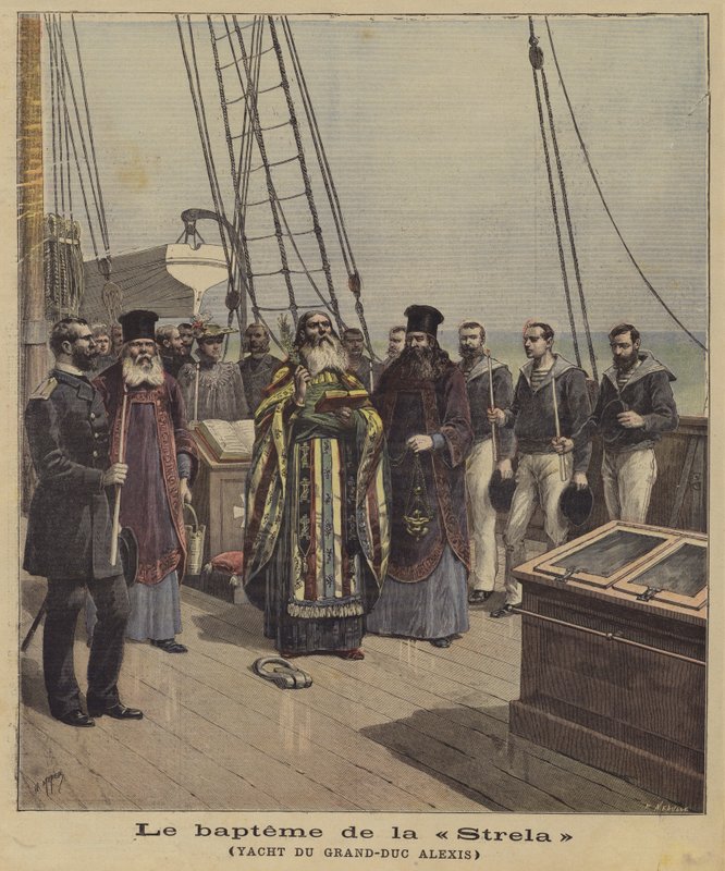 Barnedåben af Strela, storhertug Alexis af Ruslands yacht af French School