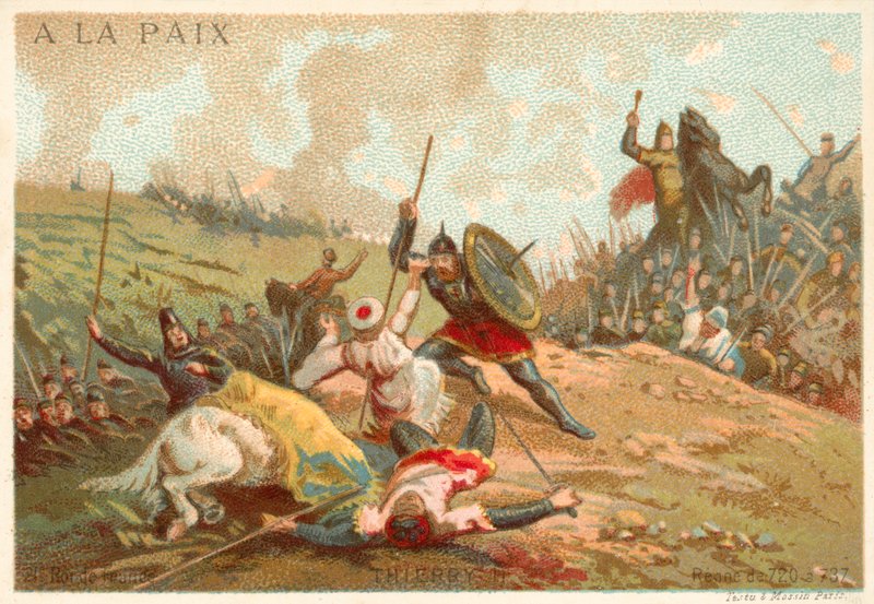 Theuderic IV, kongen af frankerne, og slaget ved Tours, 732 af French School