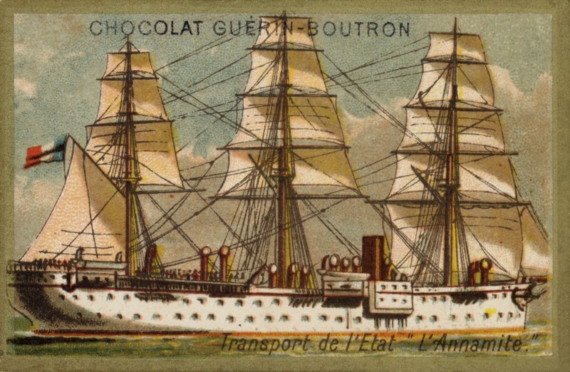 Transportskib Annamite (chromolitho) af French School