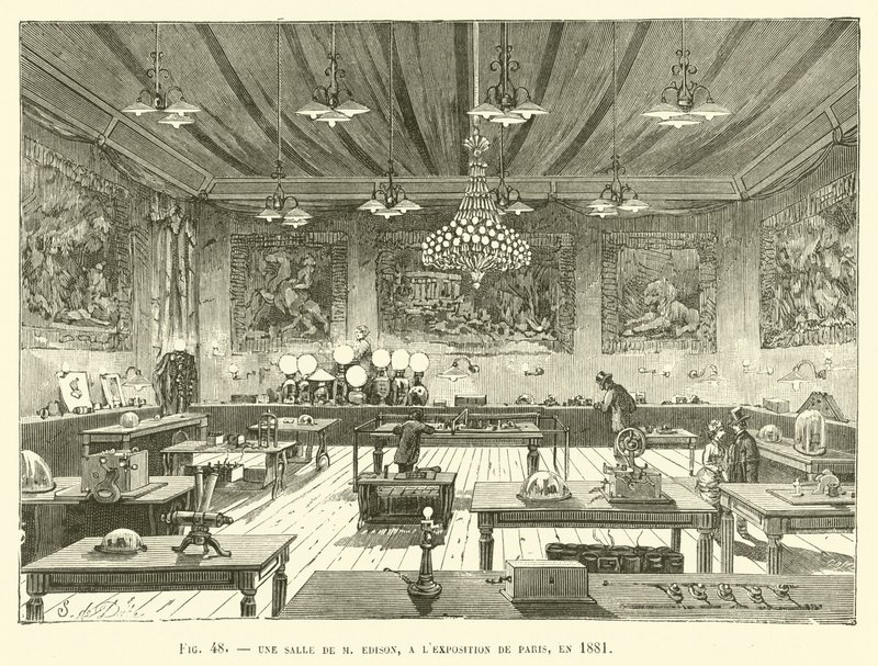 Et værelse af M Edison, på Paris-udstillingen, i 1881 af French School