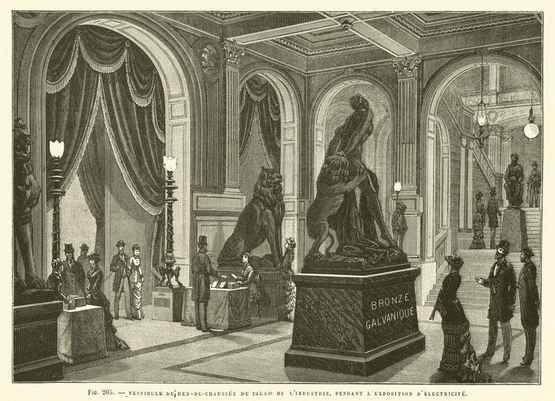 Vestibule i stueetagen i Palais De LIndustrie, under elektricitetsudstillingen af French School