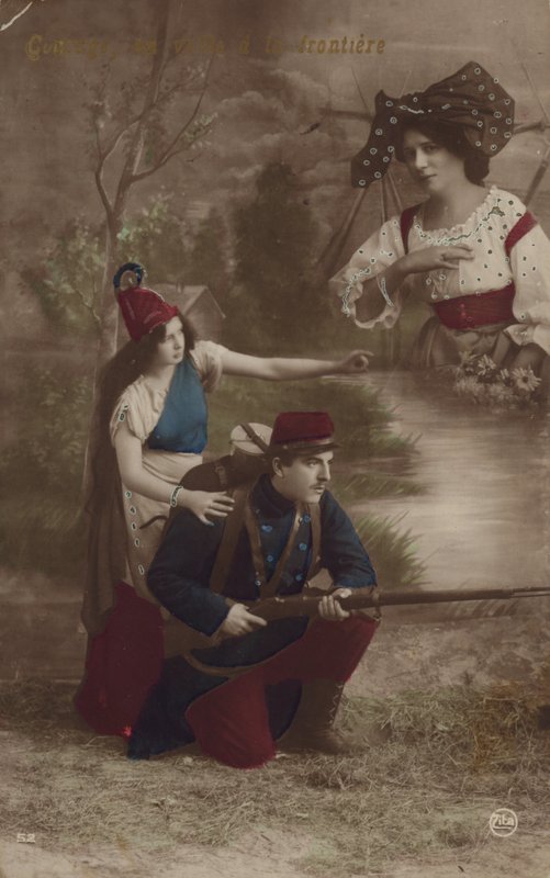 En soldat bliver guidet af Liberty og tænker på hjemmet (tonet billede) af French Photographer