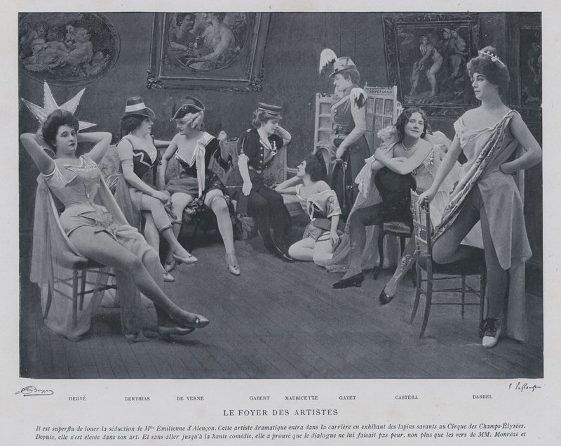 Skuespillerinder i det grønne rum på Theatre des Varietes, Paris (s/h-billede) af French Photographer