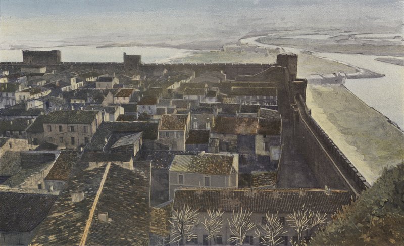 Aigues-Mortes, Udsigt over voldene, taget inde fra byen af French Photographer