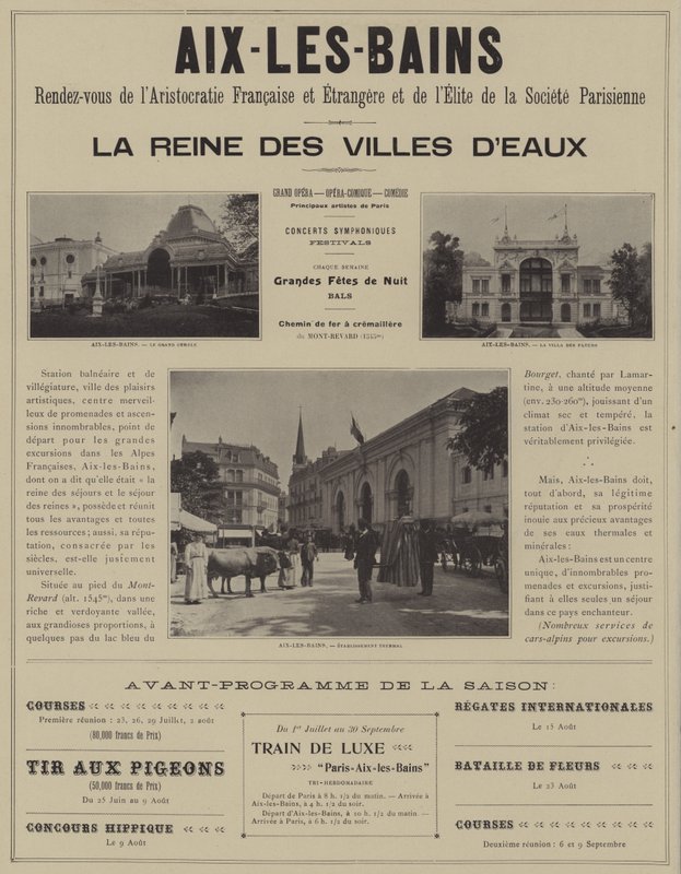 Aix-les-Bains, mødested for aristokratiet i Frankrig og i udlandet og eliten i det parisiske samfund (s/h foto) af French Photographer