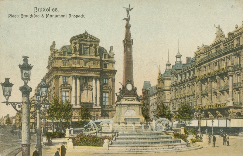 Anspach Monument, Brouckere Place (farvefoto) af French Photographer